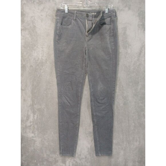 American Eagle Pants Womens 8 Long Gray Corduroy Super Stretch Hi Rise Jegging - Picture 1 of 9